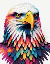 Minimalist Neon Line Logo Head Of Eagle With Smoke Effects