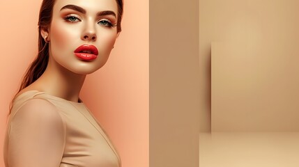 Beautiful model with makeup for cosmetic and skincare and perfume poster and advertising