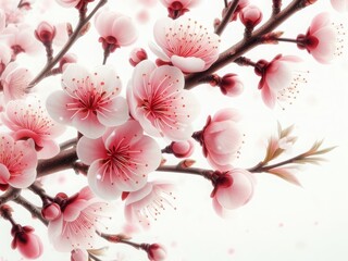 Wall Mural - Beautiful illustration of a blossoming sakura branch. Wonderful spring.