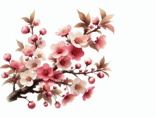 Poster - Beautiful illustration of a blossoming sakura branch. Wonderful spring.