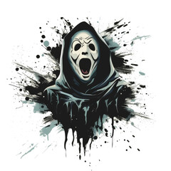Wall Mural - t-shirt illustration design, scream ghost image, transparent background, Ai Generated images