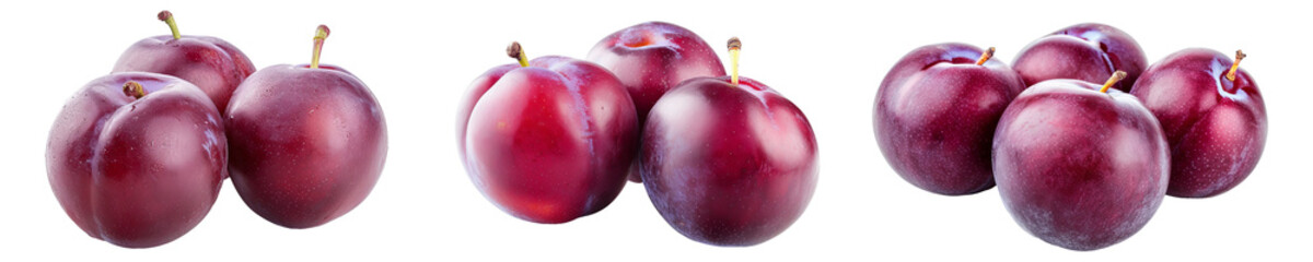 Wall Mural - Plums isolated on white, PNG Collection