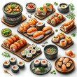 Japanese Cuisine, Sushi, Sashimi, Nigiri, Maki 3D Food Icons