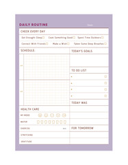   Daily Routine planner. Minimalist planner template set. Vector illustration.	