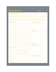   Daily Routine planner. Minimalist planner template set. Vector illustration.	