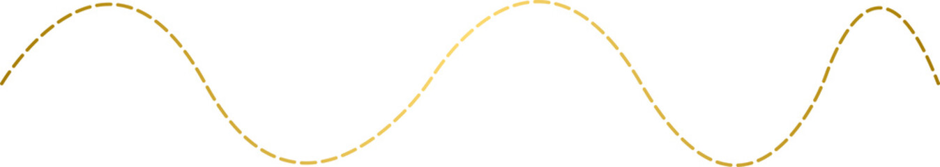 Golden wavy line, gold curved dotted line