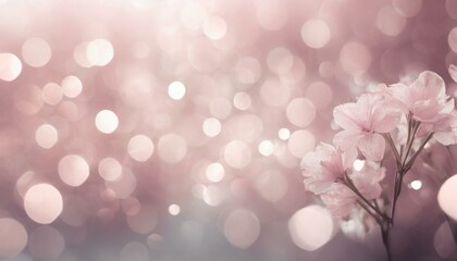 pink bokeh background with flowers, Abstract blur bokeh banner background. Rainbow colors, pastel purple, blue, gold yellow, white silver, pale pink bokeh background