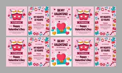 Wall Mural - happy celebrate valentine day vector flat design