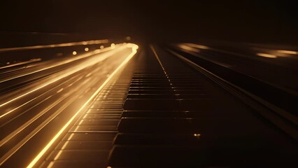 Wall Mural - enchanting illumination a trail of illuminated piano keys s through the darkness like a musical beac