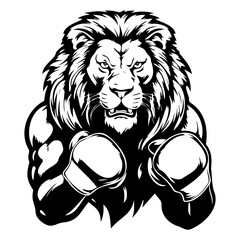 lion wearing boxing gloves