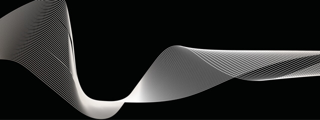 Abstract wavy lines flowing curve gradient color on dark background. Abstract black background colorful lines. modern wavy stripes on white background isolated.
