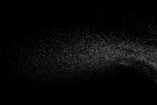 White Grainy Texture. Abstract Dust Overlay. Grain Noise. White Explosion On Black Background. Splash Light Realistic Effect. Vector Illustration.	
