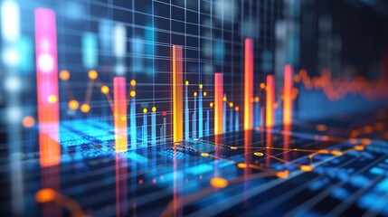 Wall Mural - multiple bar charts interconnected, background image, generative ai