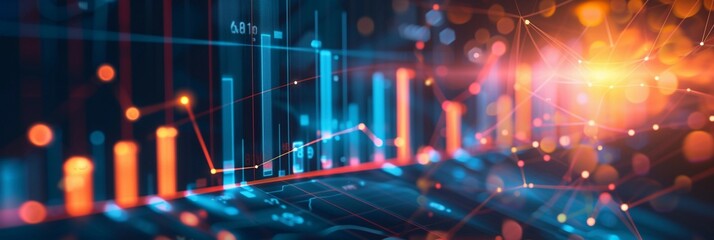 Wall Mural - multiple bar charts interconnected, background image, generative ai