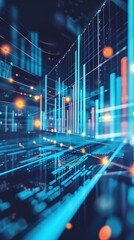 Wall Mural - multiple bar charts interconnected, background image, generative ai