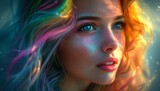 Fototapeta Sport - Colorful Creativity: Dynamic Illustration of Character with Multicolored Hair