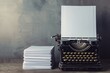 Generative AI, Vintage typewriter with old paper, blank paper mockup, retro machine technology, copy space