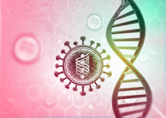 Sticker - Virus anatomy with DNA strand. 3d illustration..