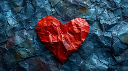 Canvas Print - A red heart is on a piece of paper that has been torn, AI