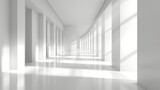 Fototapeta Przestrzenne - Empty modern white room with abundant natural light   abstract architectural background