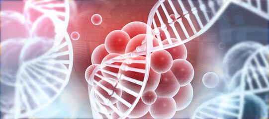 DNA strand on abstract scientific background. 3d illustration.