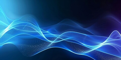 Digital technology blue rhythm wavy line abstract graphic poster web page PPT background. Generative AI.