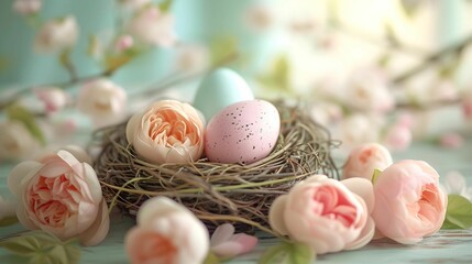 Pastel Paradise: Soft pastel hues with an Easter egg nest as the centerpiece, radiating the joy of the season.