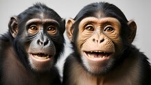 Close-up Of Two Mixed-Breed Monkey Between Chimpanzee And Bonobo