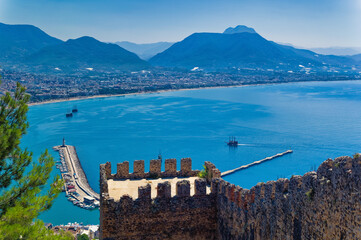 Wall Mural - Aerial view over bay of Alanya, Turkey.