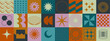 © t1m0n344 - Simple geometric abstract vector pattern. Swiss Design Shapes. Bauhaus Decorative Background. Brutalist Graphic Artwork.