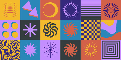 Poster - Simple geometric abstract vector pattern. Swiss Design Shapes. Bauhaus Decorative Background. Brutalist Graphic Artwork.