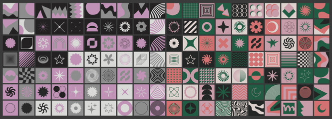 Poster - Set of Swiss Design Inspired Patterns Collection. Collection of Bauhaus Square Shapes Vector Design. Abstract Geometric Elements.