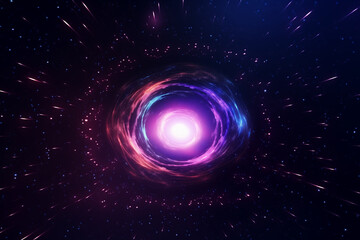 Wall Mural - 3d render. abstract neon blackhole space nebular background. black hole at the center of the vortex.