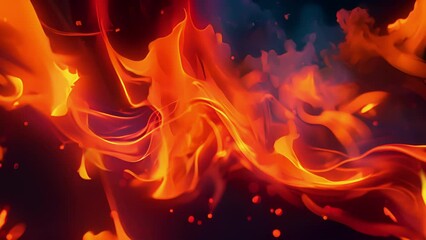 Wall Mural - a mesmerizing dance of fiery shapes and swirling colors as flames are transformed into an abstract s