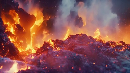 Wall Mural - flames dance across a snowcovered landscape creating a captivating display of the interplay between 