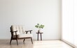 © AZ Studio - A minimalist interior scene with an armchair set against an empty white wall, highlighting clean and contemporary design