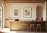 Fototapeta  - 2 frames mockup  in contemporary rustic kitchen