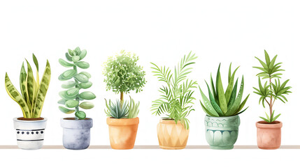 Wall Mural - small home plants vector on white background