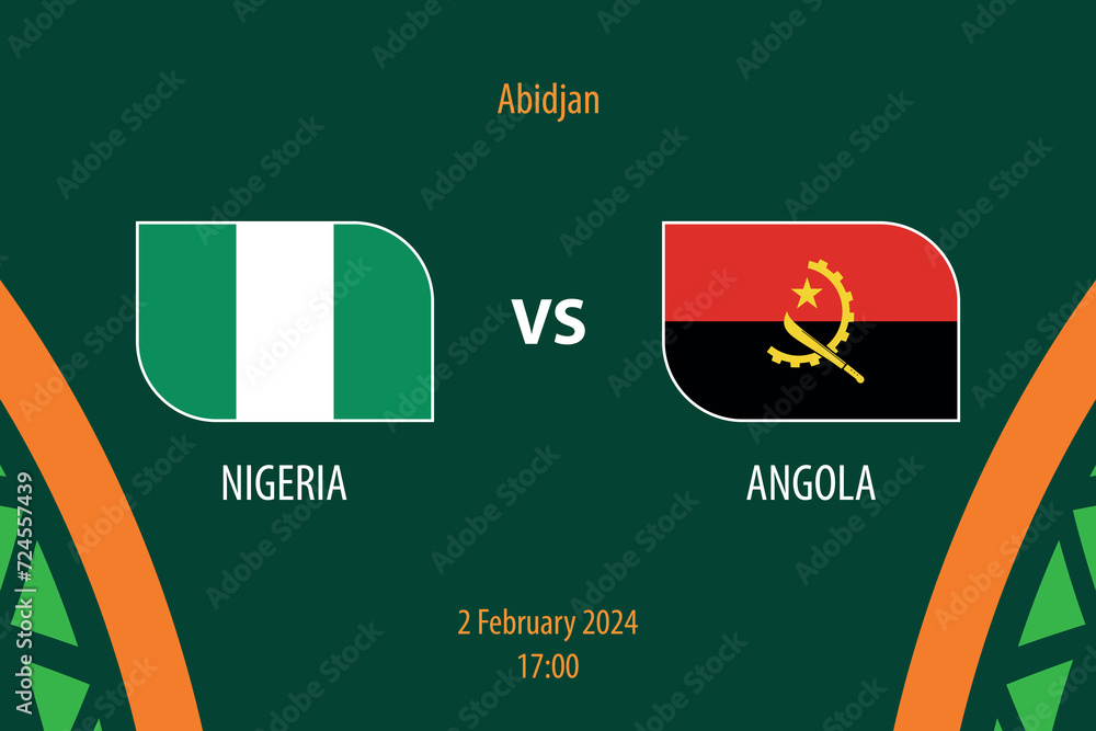 Nigeria vs Angola scoreboard broadcast template for soccer africa 2023
