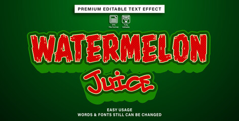 Wall Mural - editable text effect watermelon juice