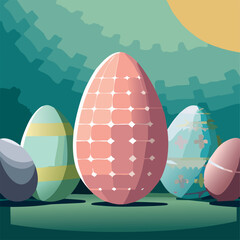 Wall Mural - Happy easter holiday template design illustration vector 10 eps