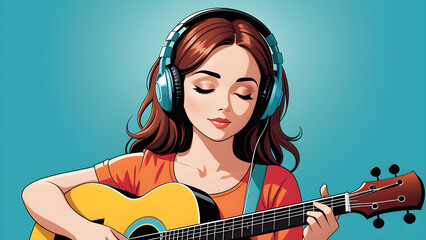 Wall Mural - mental health stress free music therapy vector illustration