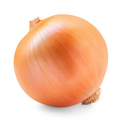 Wall Mural -  Onion bulb  isolated on white background.  Whole golden onion vegetable close up. Package design element.