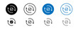 Ensure line icon set. Confidence shield check vector symbol in black and blue color.