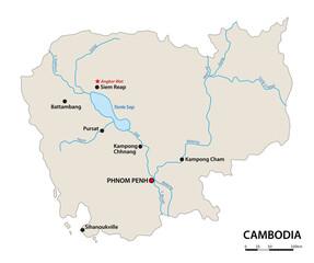 Wall Mural - Simple overview map of the Kingdom of Cambodia