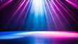Modern dance stage with blue and purple light background with spotlight illuminated for modern dance production stage.