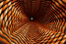 3d Illustration Of An Orange Tunnel With A Light Coming Through It