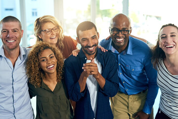 Aufkleber - Business people, diversity and portrait in office with smile for company collaboration, support or trust. Men, women and face for team building together in workplace for career, pride or connection