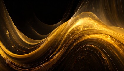 Wall Mural - rich gold and amber opulent cascade swirls abstract black background phone hd wallpaper ai generated