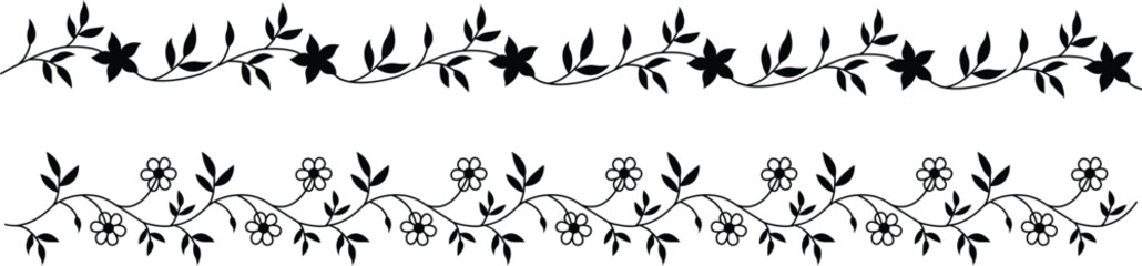 Wall Mural - Floral wedding dividers, borders and delimiters, flourish vignettes and separators, vector line frames. Wedding marriage invitation card or RSVP engagement design elements of flourish black icon set.